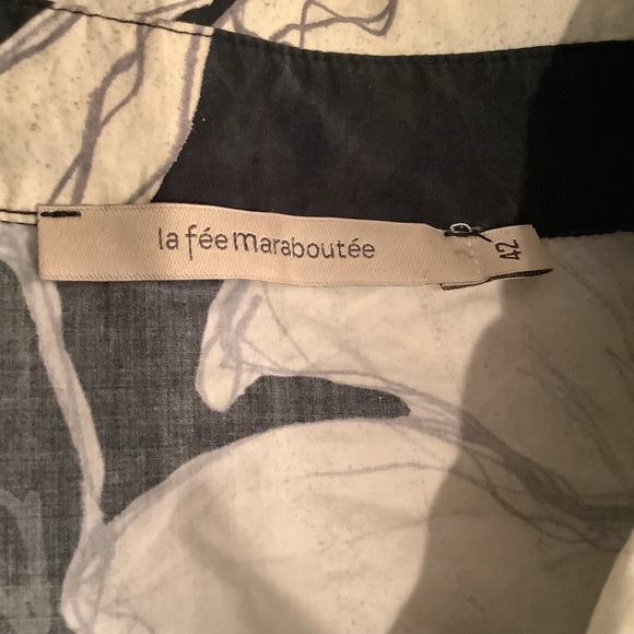 La fe’e maraboutee size 42 US LG Blue and White Floral Button Down Shirt Dress - Picture 5 of 10